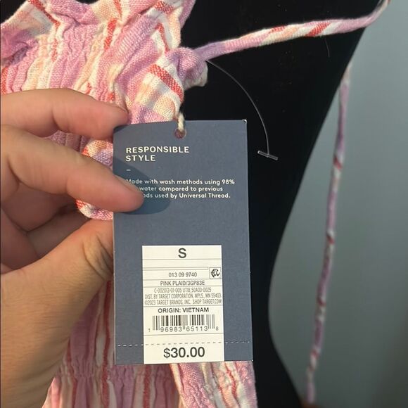 NWT Universal Thread Pink and White Striped button down Dress C - Picture 2 of 5